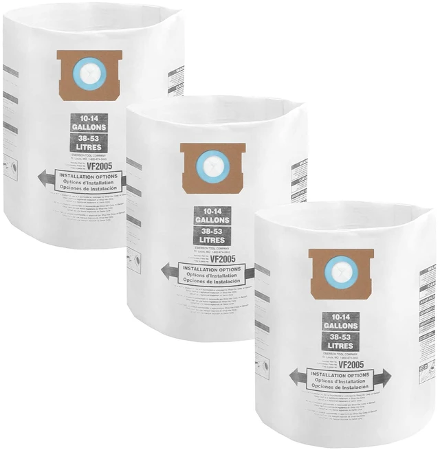 Main image of 3 Pack for Shop Vac Bags 10-14 Gallon Type F/I 90662 90672 Heavy Duty Filter Bags for 2-1/2" Port Vacuum