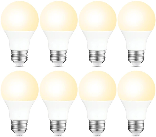 Main image of A19 LED Light Bulbs 60W Equivalent, Soft White 2700K, 750 Lumens, Non-Dimmable, 8.5W Energy Efficient, E26 Medium Base, 8 Pack