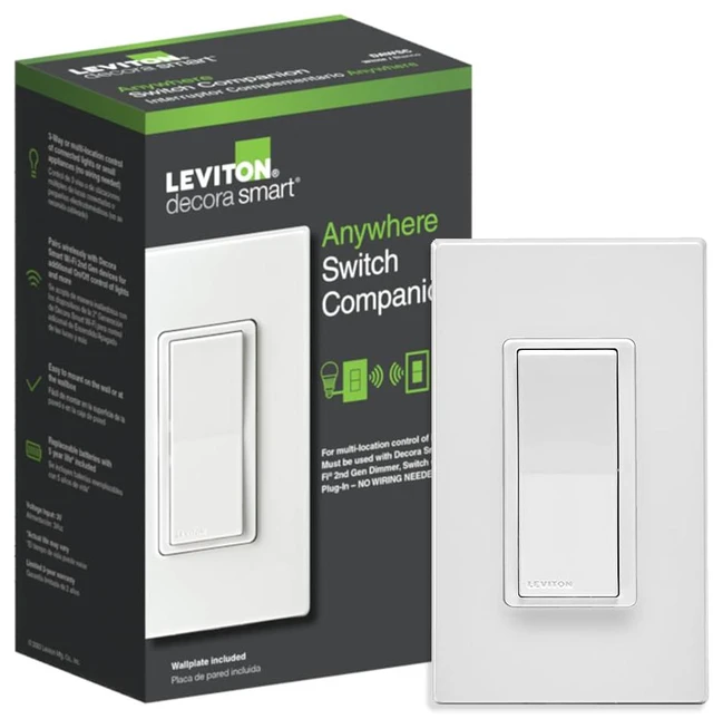Main image of Decora Smart Switch Anywhere Companion, Add Wire-Free 3-Way/4-Way/5-Way On/Off Control to Decora Smart Wi-Fi Switches, DAWSC-1RW, White