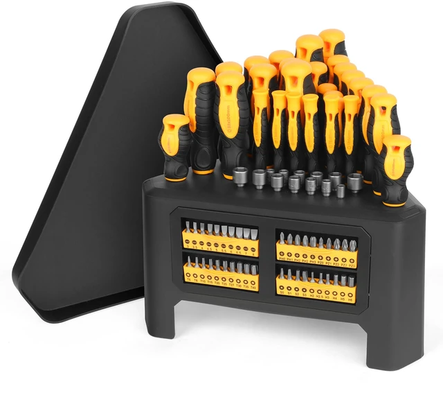 Main image of 84-Piece Magnetic Screwdriver Set Screwdriver Set with Quick-Store Rack & Tray, Includes Precision Screwdrivers, Ratchet Handle, Nut Drivers & Bit Set