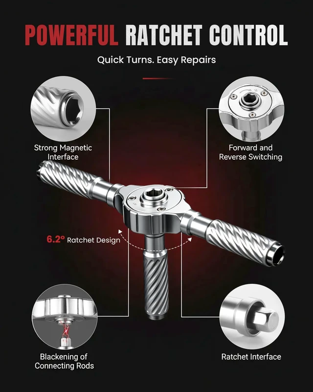 Alt view image 3 of 7 - Ratchet Screwdriver Set, magnetic Screwdriver sets, S2 Steel Bits, DIY Combination Flexible Shaft, Suitable for Furniture Assembly, Precision Electrical Appliance Repair, Bicycle Tools