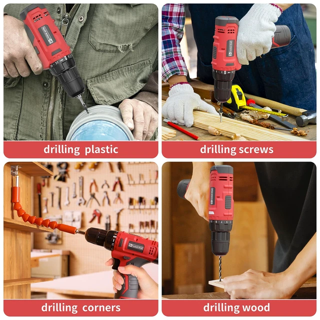 Alt view image 3 of 7 - Cordless Drill Set, 20V Electric Power Drill with Battery And Charger