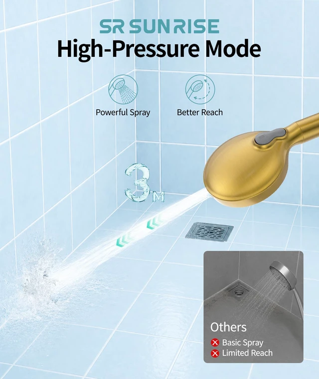 Alt view image 6 of 7 - Filtered Shower Head with Handheld High Pressure 9 Spray Mode Showerhead Detachable Shower Head Water Softener Filters Beads for Hard Water Remove Chlorine 1 Filters Brushed Gold