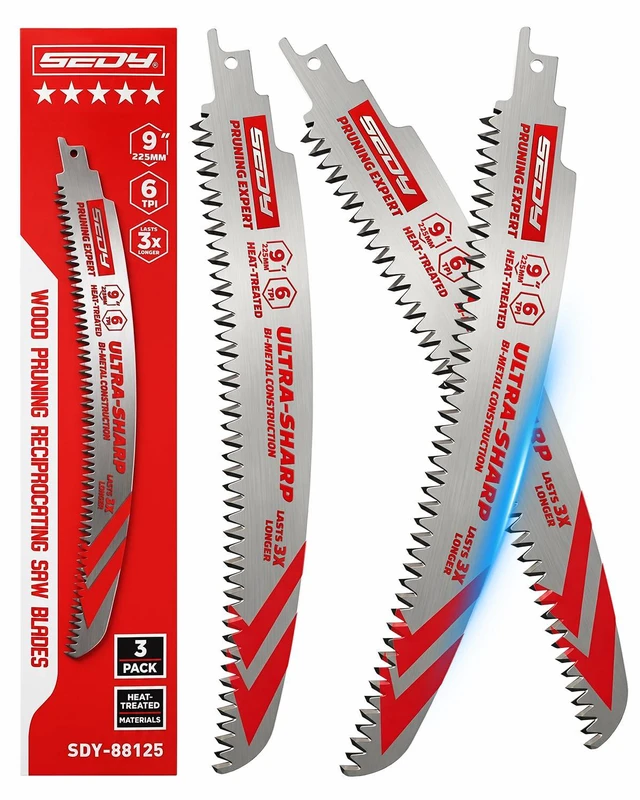 Main image of 9 Inch Japanese Teeth Reciprocating Saw Blades, Arc Edge Wood Pruning Saw Blades 6TPI for Tree Trimming, Branch Cutting, Green Timber and Wet Wood, 3 Pack