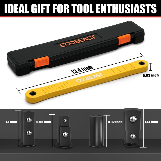Alt view image 3 of 7 - 3/8" Offset Extension Wrench Impact Ready Socket Extender Tool (Yellow) Versatile 1/4",3/8", 1/2" Square Drive Adapters,Universal Extensions Wrench,0° Swing Extender,for Small Place