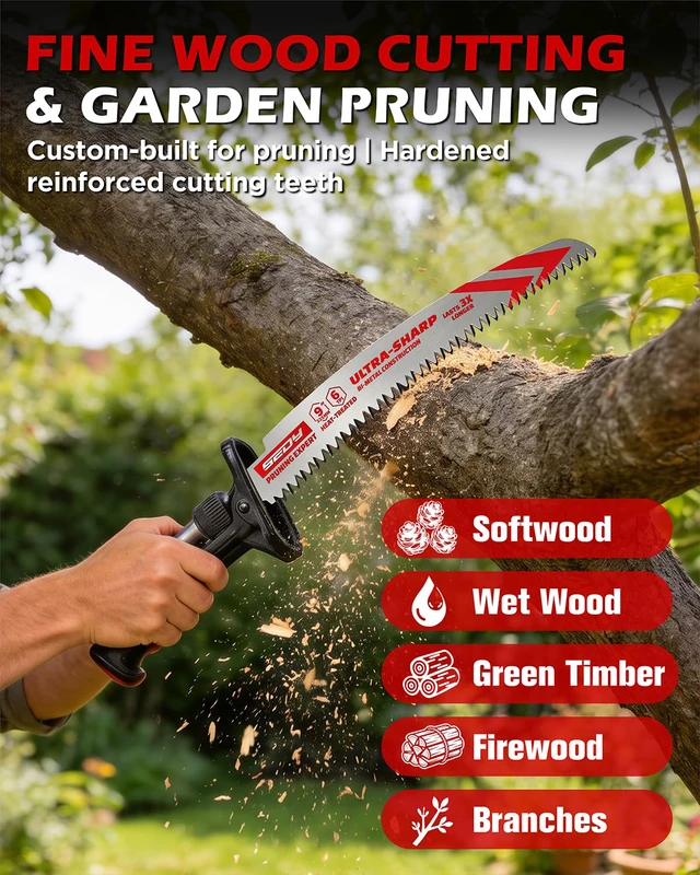 Alt view image 6 of 7 - 9 Inch Japanese Teeth Reciprocating Saw Blades, Arc Edge Wood Pruning Saw Blades 6TPI for Tree Trimming, Branch Cutting, Green Timber and Wet Wood, 3 Pack