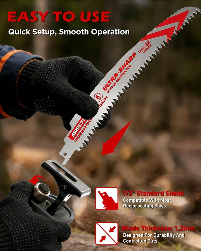 Alt view image 7 of 7 - 9 Inch Japanese Teeth Reciprocating Saw Blades, Arc Edge Wood Pruning Saw Blades 6TPI for Tree Trimming, Branch Cutting, Green Timber and Wet Wood, 3 Pack