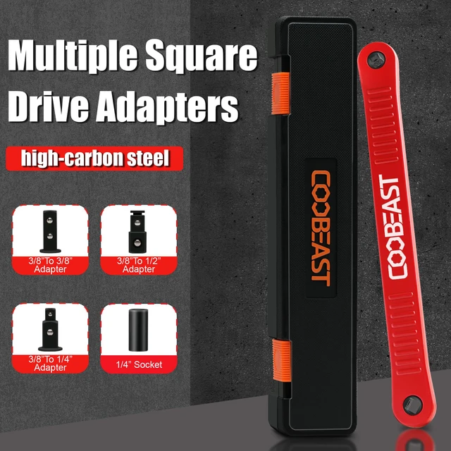 Alt view image 6 of 7 - 3/8" Offset Extension Wrench Impact Ready Socket Wrench Extender ToolRed Versatile 1/4",3/8", 1/2" Square Drive Adapters,Universal Extensions Wrench,0° Swing Extender,for Small Place