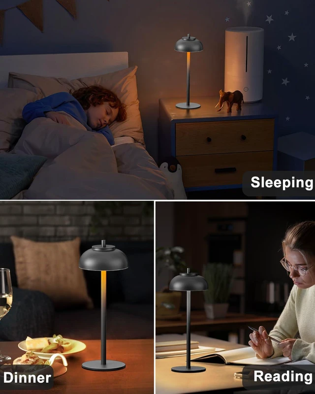 Alt view image 5 of 7 - Cordless Table Lamps, Rechargeable LED Touch Lamp, Black, 4 Pack Waterproof, 5000mAh Battery, 3 Color Temperatures, 10-100% Touch Dimming, for Patio, Table Top, Dinner, Restaurant, Home Bar