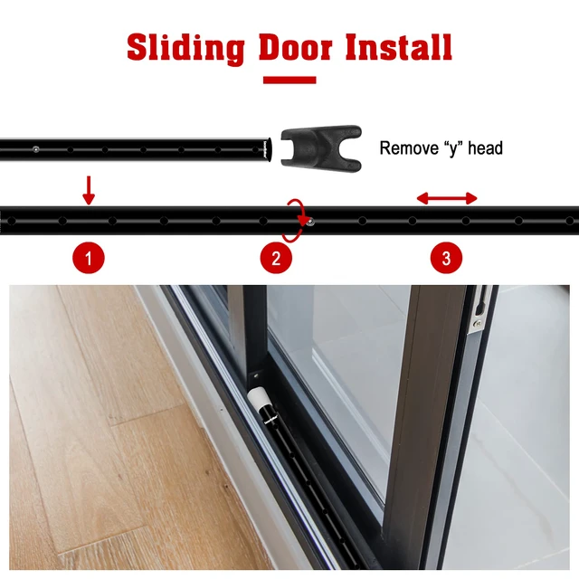 Alt view image 7 of 7 - 2-in-1 Door Security Bar & Sliding Patio Door Security Bar (2 Pack) via Interchangeable Caps - Constructed of High Grade Iron - Black