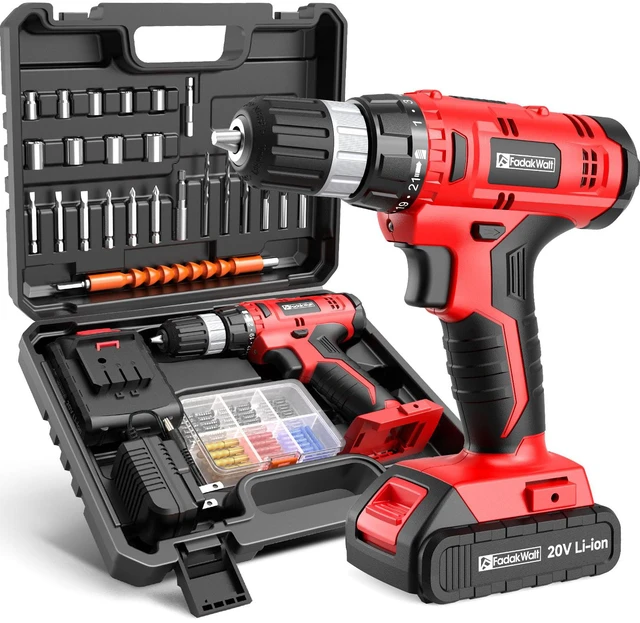 Main image of Cordless Drill Set, 20V Electric Power Drill With Battery And Charger, 30N Torque, 21+1 Settings, 3/8-Inch Keyless Chuck, Driver Bits Kit, LED Light (Red