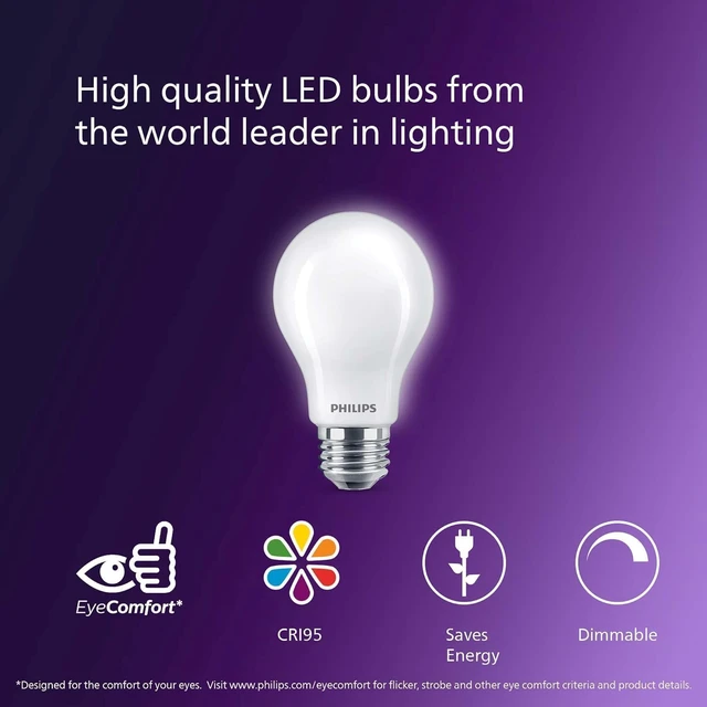 Alt view image 6 of 7 - LED 40W A19 8-Pack Ultra Definition Daylight (5000K) 450 Lumen (5W = 40W) Dimmable Frosted Flicker-Free Light Bulbs