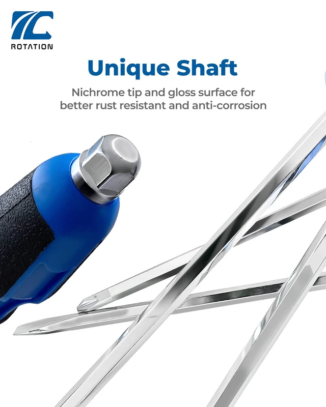 Alt view image 2 of 6 - 12pc Magnetic Screwdriver Set, 6 Phillip & 6 Flat Nichrome tips Head Screwdrivers, half with Go-Thru Steel Blades, High Torque Silver Tip Gloss Blade