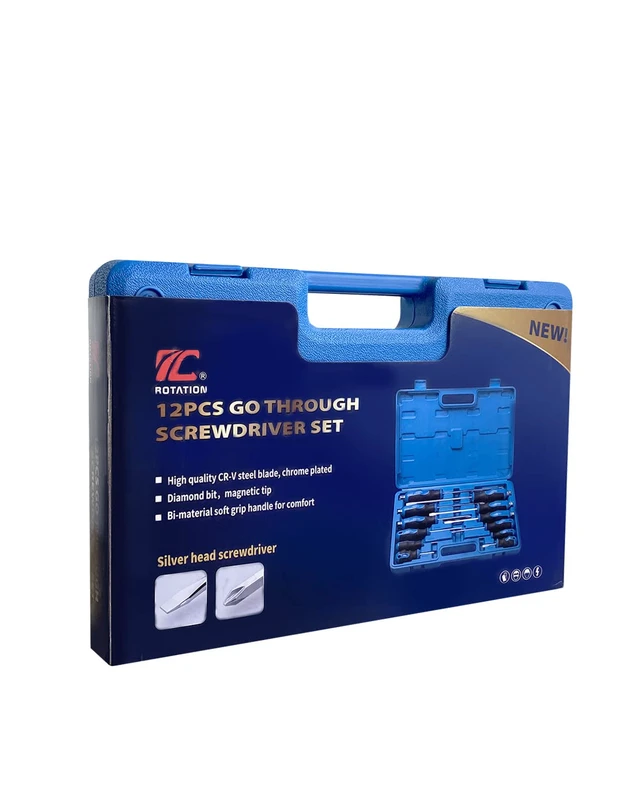 Alt view image 6 of 6 - 12pc Magnetic Screwdriver Set, 6 Phillip & 6 Flat Nichrome tips Head Screwdrivers, half with Go-Thru Steel Blades, High Torque Silver Tip Gloss Blade
