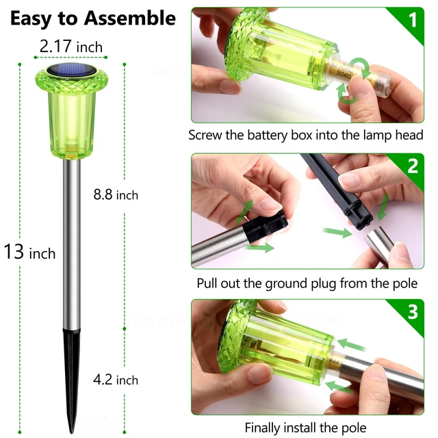 Alt view image 5 of 6 - Solar Halloween Lights Outdoor Waterproof 10 Pack Halloween Decor Stake Lights for Yard Pathway Garden Walkway Driveway Patio Lawn, Auto On/Off Green LED Halloween Decorations Outdoor