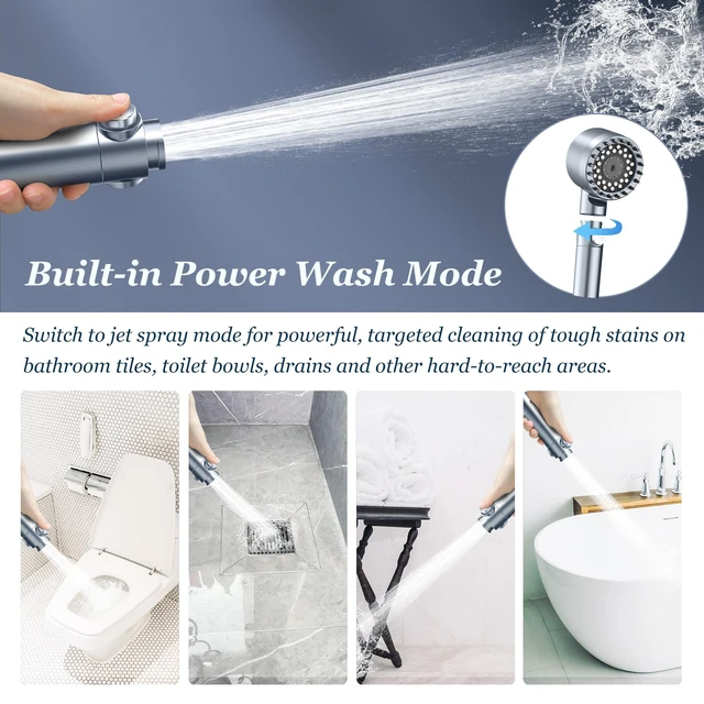 Alt view image 4 of 4 - Filtered Shower Head with Handheld, High Pressure Shower Filter Head ON/OFF Switch, Anti-clog Nozzles, 4 Spray Showerhead with Filters for Hard Water, Remove Chlorine, Reduce Dry Itchy Skin