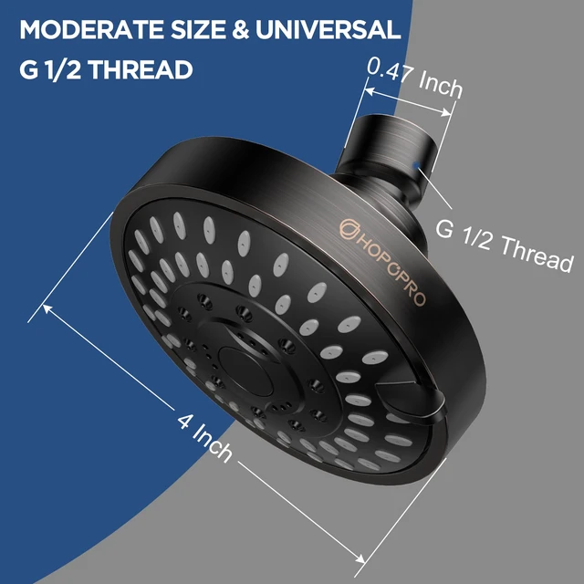 Alt view image 2 of 6 - High Pressure Shower Head, 5-Mode Fixed Showerhead, NBC Recommended The Washington Post, NBC, Today Recommended, Consumer Reports Tested High Flow Fixed Shower Head (4 Inch Oil Rubbed Bronze)
