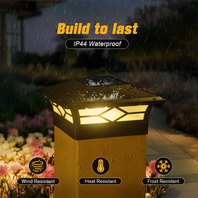 Alt view image 3 of 7 - Solar Post Cap Lights Outdoor 12pack, Waterproof Solar Powered Deck Fence Post Lights for 4x4 Wood/Vinyl Posts, Solar Outdoor LED Light with Cool/Warm Lighting Decorate Garden Patio Porch