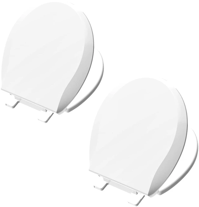 Main image of Toilet Seat Round Soft Close 2 PACK, Toilet lid Round Slow Close 16.5 inch, PP Material Safe and Easy Clean, Quick Installation & Never Loosen, Comfortable Ergonomic Design (White, 2 Pack)