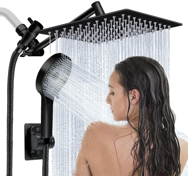 Main image of Shower Head,10" High Pressure Rainfall Shower Head with Handheld Dual Spray Anti-leak Shower Head with 11'' Extension Arm, 3 Modes Flow Regulator & 360° Adjustable Shower, Holder, Hose, Height, Chrome