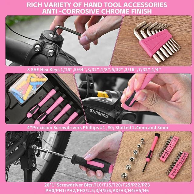 Main image of 132-Piece Home Tool Kit for Women with Plastic Toolbox Pink All Purpose Home Repair Tool Set with Storage Case, Women Small Tool Kit, Garage Office College Dorm & DIY Projects Use