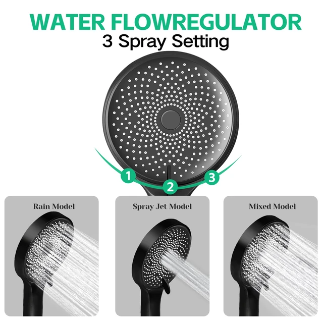 Alt view image 5 of 7 - Shower Head,10" High Pressure Rainfall Shower Head with Handheld Dual Spray Anti-leak Shower Head with 11'' Extension Arm, 3 Modes Flow Regulator & 360° Adjustable Shower, Holder, Hose, Height, Chrome