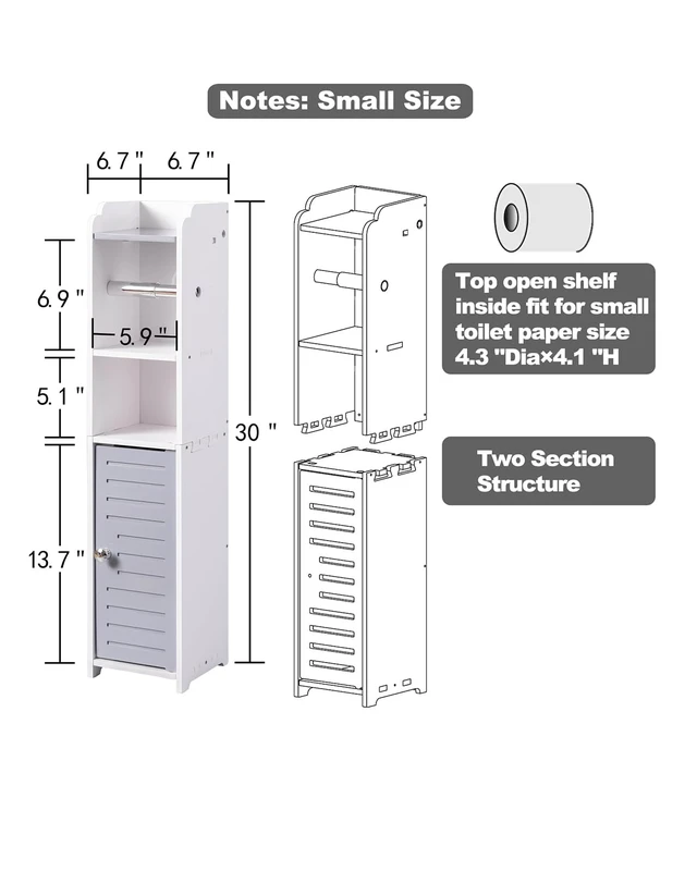 Alt view image 6 of 6 - Toilet Paper Holder Small: Bathroom Storage Cabinet for Renters