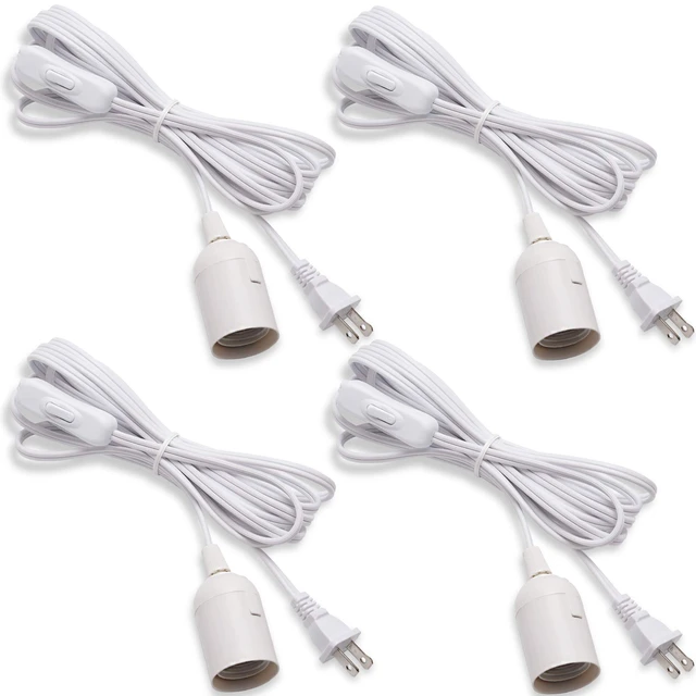 Main image of UL 15Ft Extension Hanging Lantern Cord Cable 4-Pack 360W with E26 E27 Socket On/Off Button Pendant Lighting