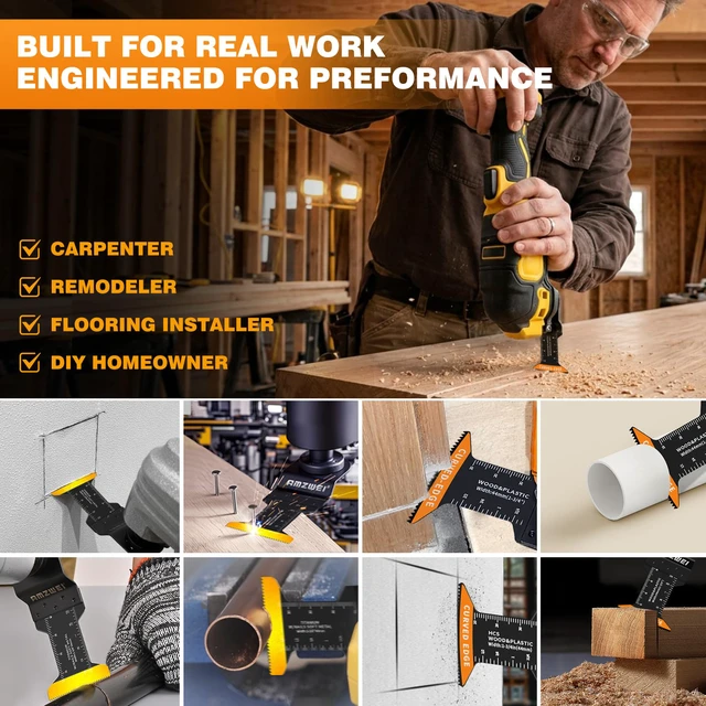 Alt view image 5 of 7 - 100PCS Oscillating Tool Blades, Titanium & HCS Oscillating Saw Blades for Metal/Wood/Plastic Cutting, Curved Edge Multi Tool Blades Compatible with Dewalt, Milwaukee, Dremel, Ryobi, Rockwell