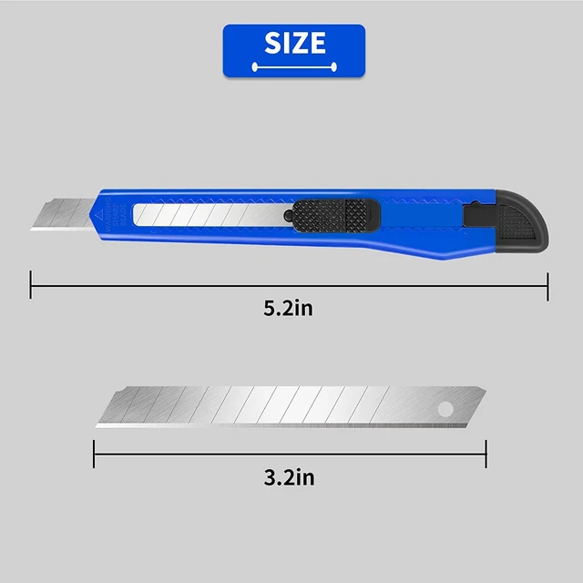 Alt view image 3 of 6 - 96 Pack Box Cutter Retractable Utility Knife, 9mm Wide Blade Box Cutters Bulk for Cardboard, Packages, Paper, Snap-Off Blades Razor Knife, Navajas para Trabajo, Disposable Box Opener