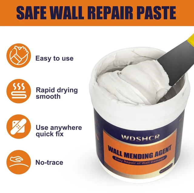 Alt view image 2 of 7 - Drywall Repair Kit Drywall Hole Repair Patch Kits Wall Spackle Repair Paste with 8.5OZ White Wall Repair Putty with Scraper, Wall Surface Hole Fill Quick and Easy Solution (3Pack)
