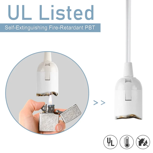Alt view image 4 of 7 - UL 15Ft Extension Hanging Lantern Cord Cable 4-Pack 360W with E26 E27 Socket On/Off Button Pendant Lighting