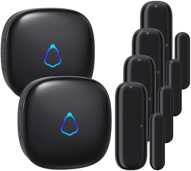 Main image of Door Chime, Wireless Door Open Contact Sensor Alarm with 500 FT Range, 58 Chimes and 5 Volume Levels for Business/Store/Home/Office When Entering, 4 Transmitters + 2 Plug-in Receivers