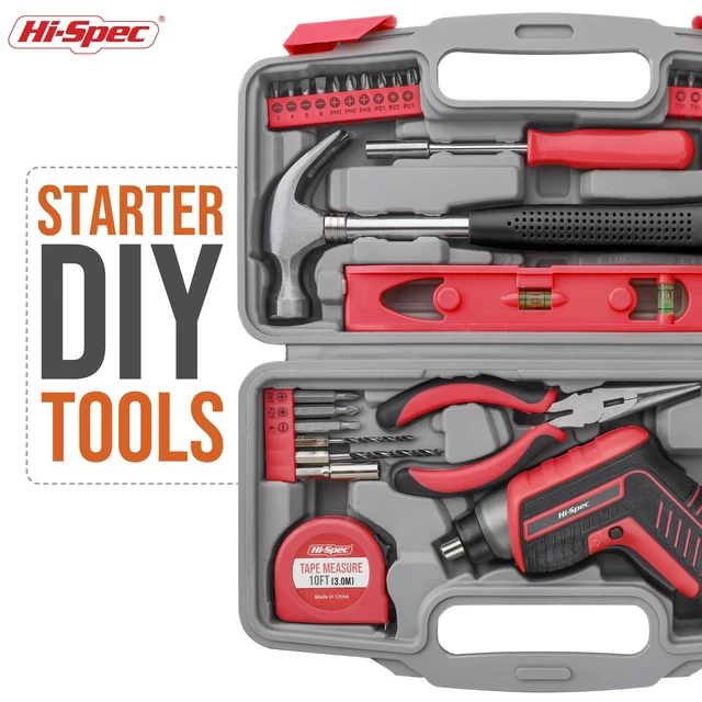 Alt view image 4 of 7 - 3.6V USB Electric Screwdriver for Home Repairs and Assembly, Red 35pc, fast assembly help, common screw bit selection, LED visibility, compact grip, quick household fixes, organized storage