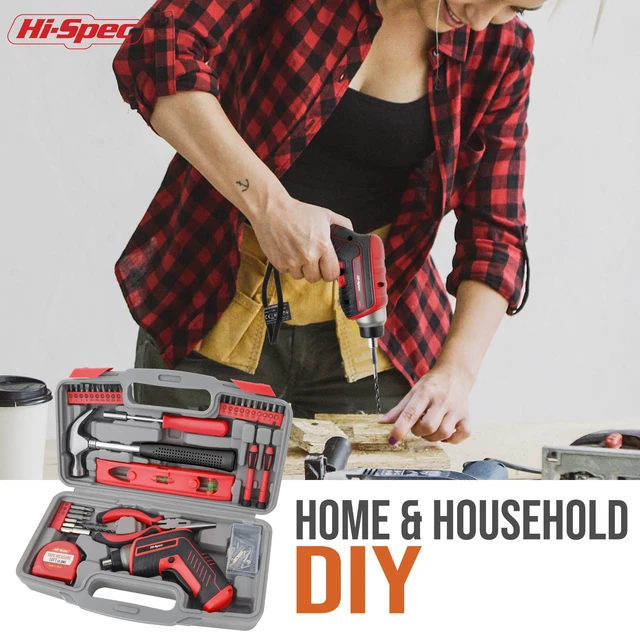Alt view image 6 of 7 - 3.6V USB Electric Screwdriver for Home Repairs and Assembly, Red 35pc, fast assembly help, common screw bit selection, LED visibility, compact grip, quick household fixes, organized storage