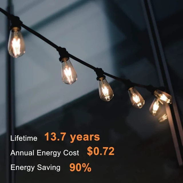 Alt view image 4 of 7 - 12 Pack Edison LED Light Bulbs, E26 Base, 8W 2700K, Dimmable Vintage ST58 Filament Design, 60W Equivalent, 800 Lumens, CRI 80+, Antique Glass Style for Home, Bedroom & Farmhouse