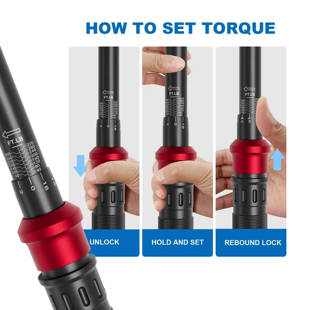 Alt view image 5 of 7 - Torque Wrench 1/2-Inch Drive, 40-320Ft.Lb, for Motorcycle & Auto 4.2-433.6Nm, 72-T Dual-Direction, ±3% Accuracy, Click Alert, for Car Lug Nuts, Engine, Suspension, Moto & Machinery Bolt