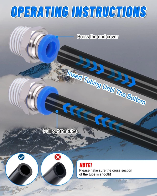 Alt view image 6 of 7 - 3/8" Air Line Tubing Kit, 100FT SAE J844 PA Nylon Air Hose Tubing with Cutter and Teflon Tape, 3/8" Air Hose with Push to Connect Fittings for Air Brake System Or Fluid Transfer(55PCS)