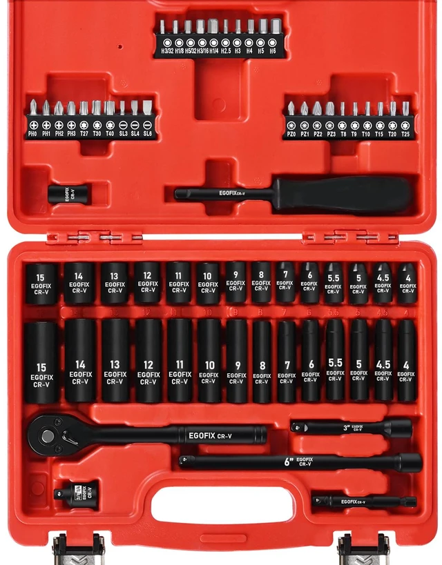 Main image of 1/4" Ratchet Wrench Socket Set 65 Piece, Metric Shallow Socket (4-15mm) and Deep (4-15mm), with 72-Teeth Ratchet, Screwdriver Bit Set, Small Tool Kit for Home Use and Automotive Repair