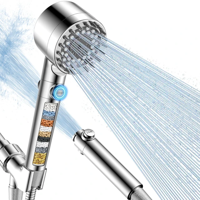 Main image of Filtered Shower Head with Handheld, High Pressure Shower Filter Head ON/OFF Switch, Anti-clog Nozzles, 4 Spray Showerhead with Filters for Hard Water, Remove Chlorine, Reduce Dry Itchy Skin