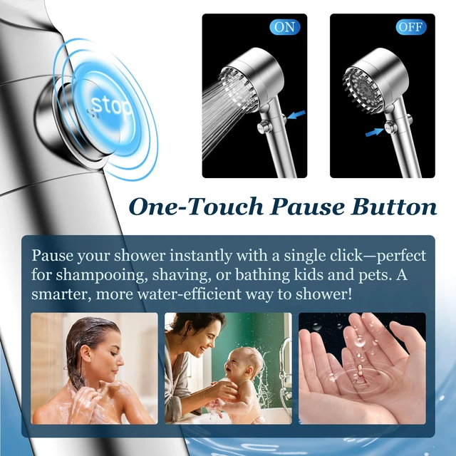 Alt view image 5 of 7 - Filtered Shower Head with Handheld, High Pressure Shower Filter Head ON/OFF Switch, Anti-clog Nozzles, 4 Spray Showerhead with Filters for Hard Water, Remove Chlorine, Reduce Dry Itchy Skin