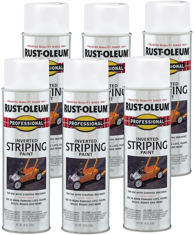 Main image of Professional Inverted Striping White Spray Paint Parking Lot Striping, Athletic Field Marking, High Visibility Lines, Upside Down Spray System, Durable Coverage, 18 oz