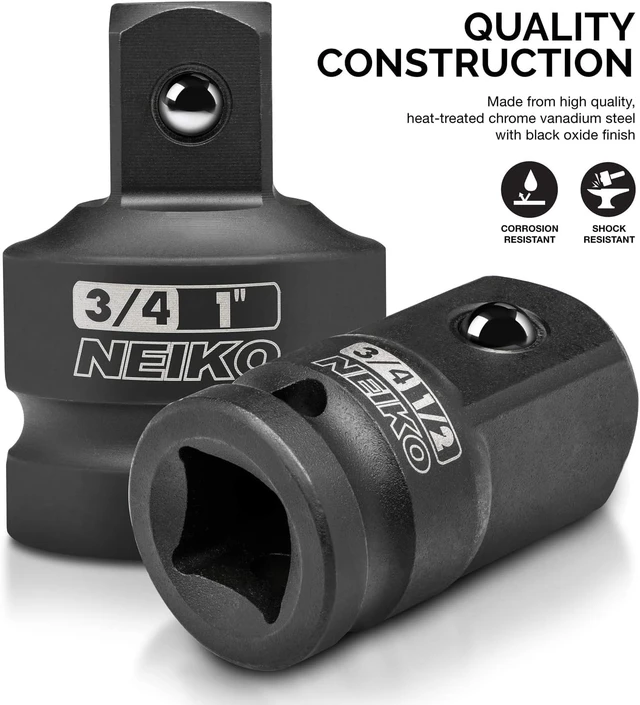 Alt view image 2 of 7 - 30223A 8 PC Impact Socket Adapter Set, Standard SAE Size, Cr-V Steel, Impact Driver & Wrench Conversion Kit, Locking Impact Socket Adapters & Reducer Set, Ball Detent, 1/4, 3/8, 1/2", 3/4, 1