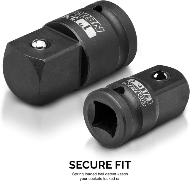 Alt view image 3 of 7 - 30223A 8 PC Impact Socket Adapter Set, Standard SAE Size, Cr-V Steel, Impact Driver & Wrench Conversion Kit, Locking Impact Socket Adapters & Reducer Set, Ball Detent, 1/4, 3/8, 1/2", 3/4, 1