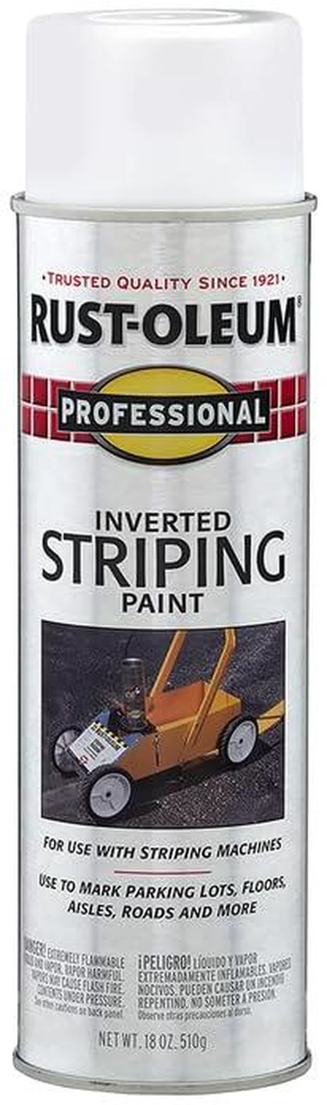 Alt view image 4 of 5 - Professional Inverted Striping White Spray Paint Parking Lot Striping, Athletic Field Marking, High Visibility Lines, Upside Down Spray System, Durable Coverage, 18 oz