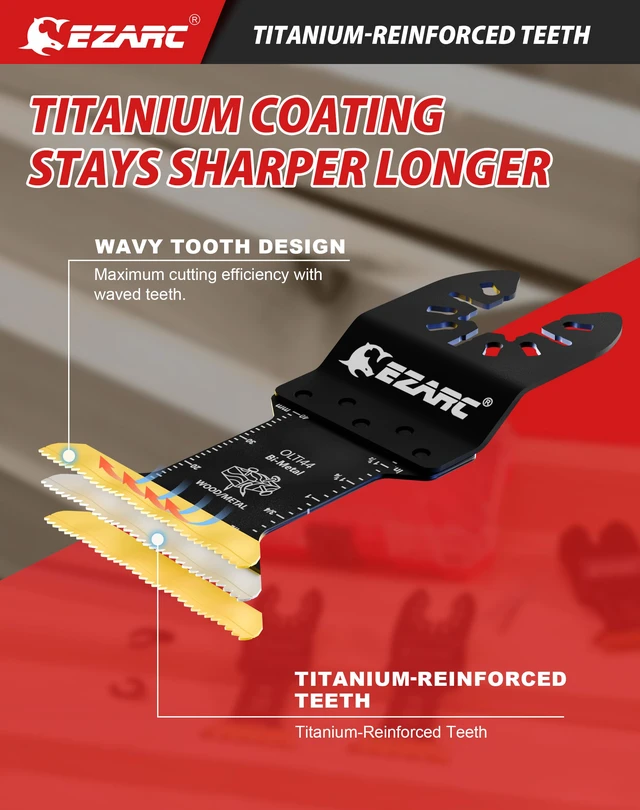 Alt view image 3 of 7 - Titanium Oscillating Saw Blades, Oscillating Multitool Blades for Metal, Wood Nails, Screws Cutting, Plastic, 10 Pack