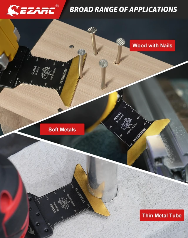 Alt view image 6 of 7 - Titanium Oscillating Saw Blades, Oscillating Multitool Blades for Metal, Wood Nails, Screws Cutting, Plastic, 10 Pack