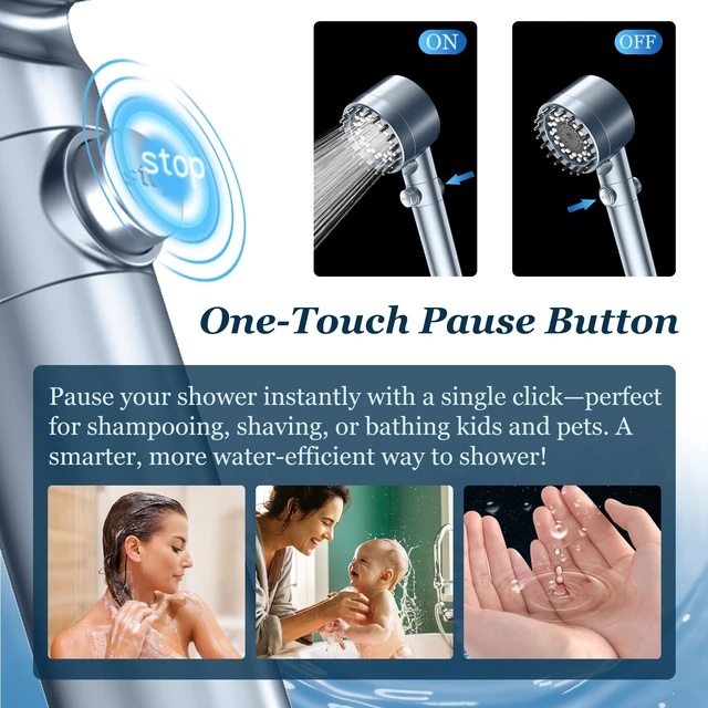 Alt view image 2 of 4 - Filtered Shower Head with Handheld, High Pressure Shower Filter Head ON/OFF Switch, Anti-clog Nozzles, 4 Spray Showerhead with Filters for Hard Water, Remove Chlorine, Reduce Dry Itchy Skin