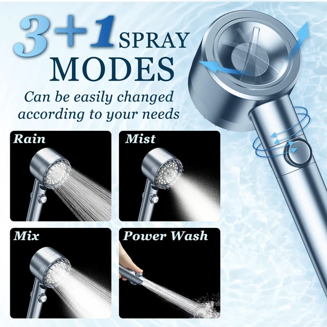Alt view image 3 of 4 - Filtered Shower Head with Handheld, High Pressure Shower Filter Head ON/OFF Switch, Anti-clog Nozzles, 4 Spray Showerhead with Filters for Hard Water, Remove Chlorine, Reduce Dry Itchy Skin