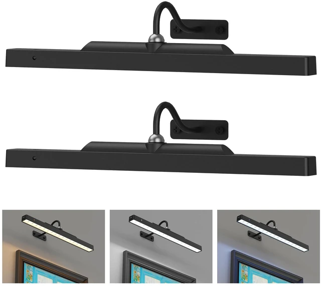 Main image of 2Pack Picture Light, 13Hrs Lasting Battery Operated Picture Lights for Paintings,16in Remote Control Display Art Light with Timer for Wall Painting, Frame, Portrait, Display,Artwork,Gallery- Black
